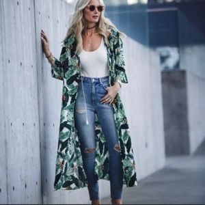 Rachel Zoe Collection Tropical Palm Duster Kimono Coverup (OS)